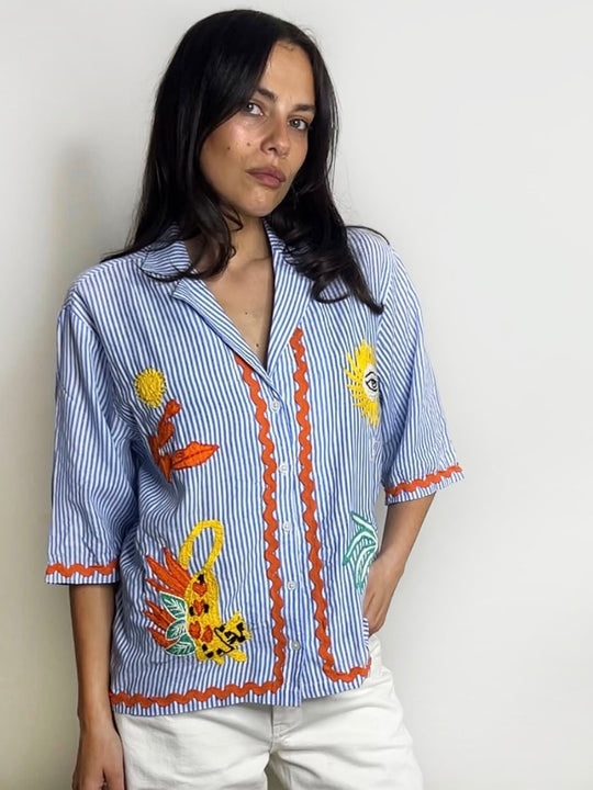 EMBROIDERED STRIPE SHIRT