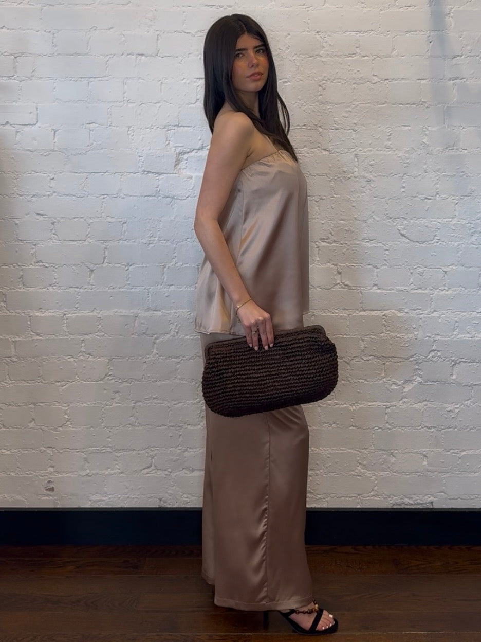 MOCHA SATIN TROUSER