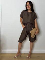 BELTED SHORTS SET CHOC