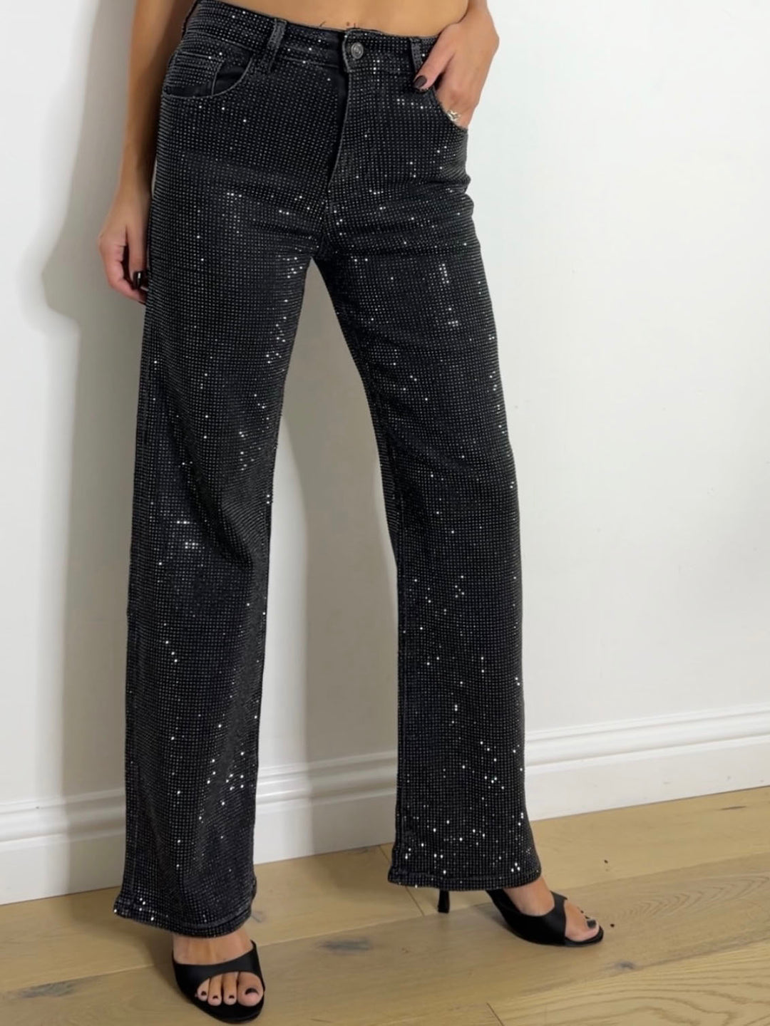 SPARKLE DENIM JEANS BLACK