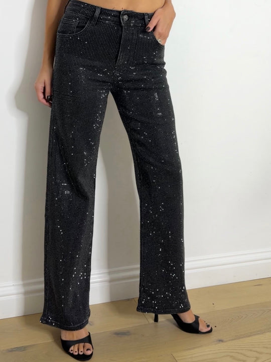 SPARKLE DENIM JEANS BLACK