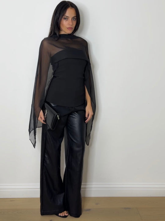 SCARF BUSTIER TOP BLACK