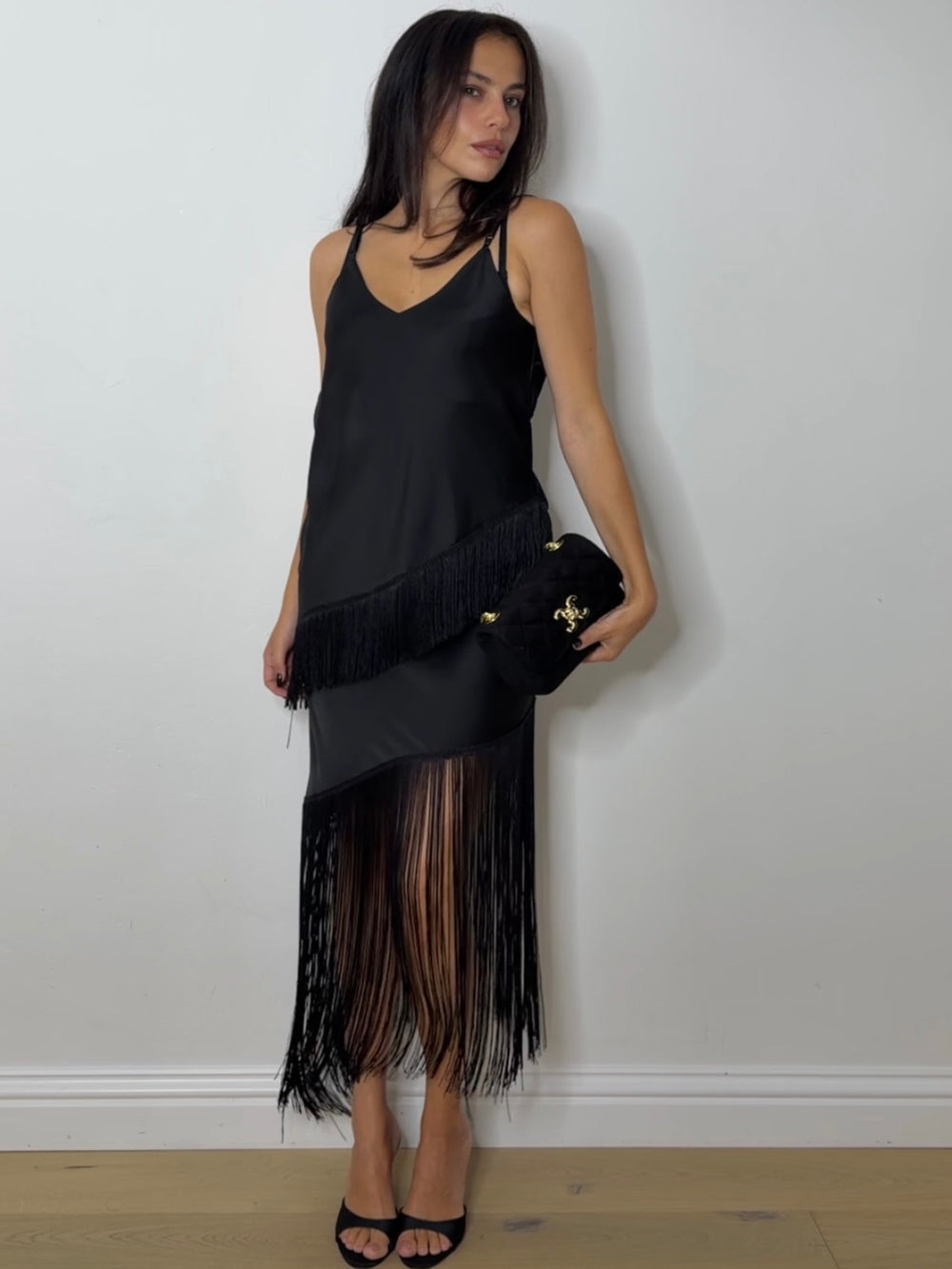FRINGE CAMI BLACK
