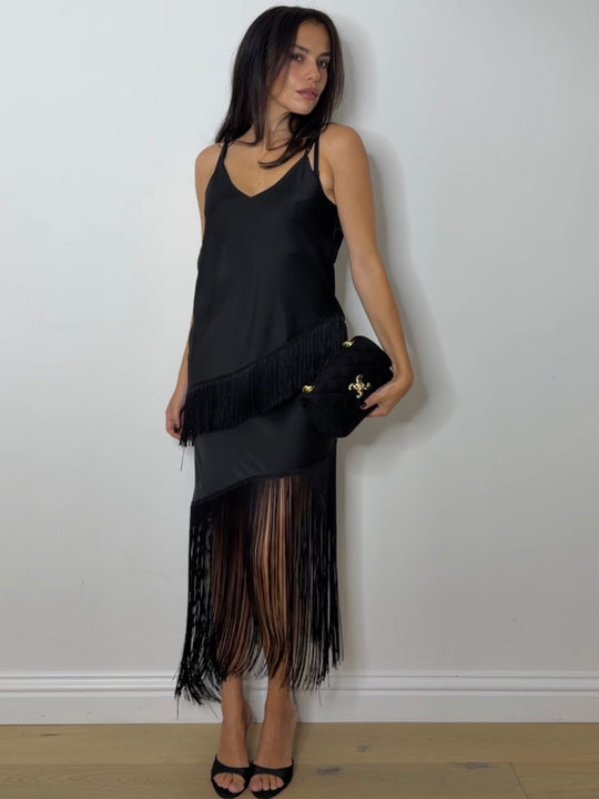 FRINGE CAMI BLACK