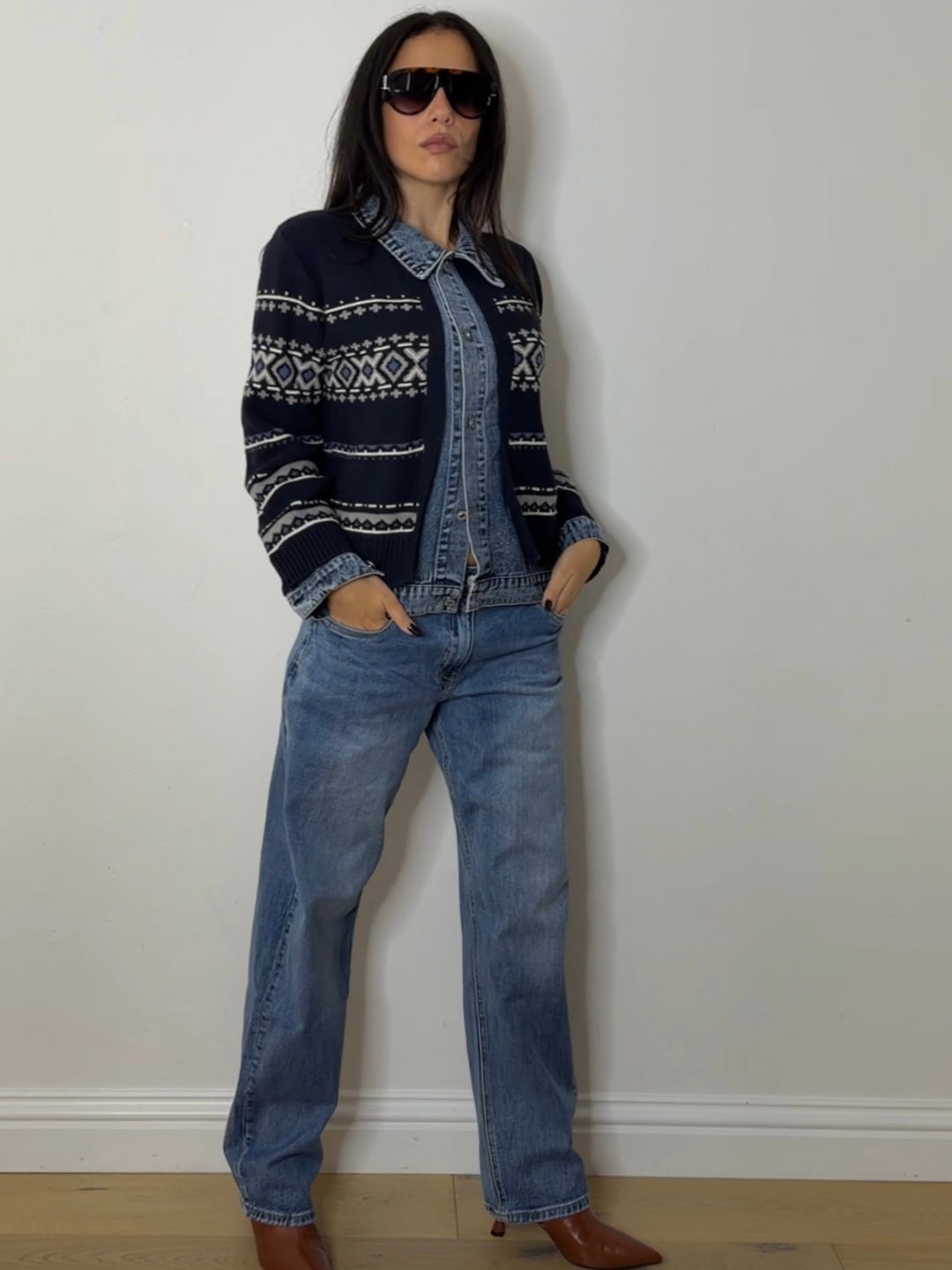 FAIRISLE DENIM KNIT NAVY