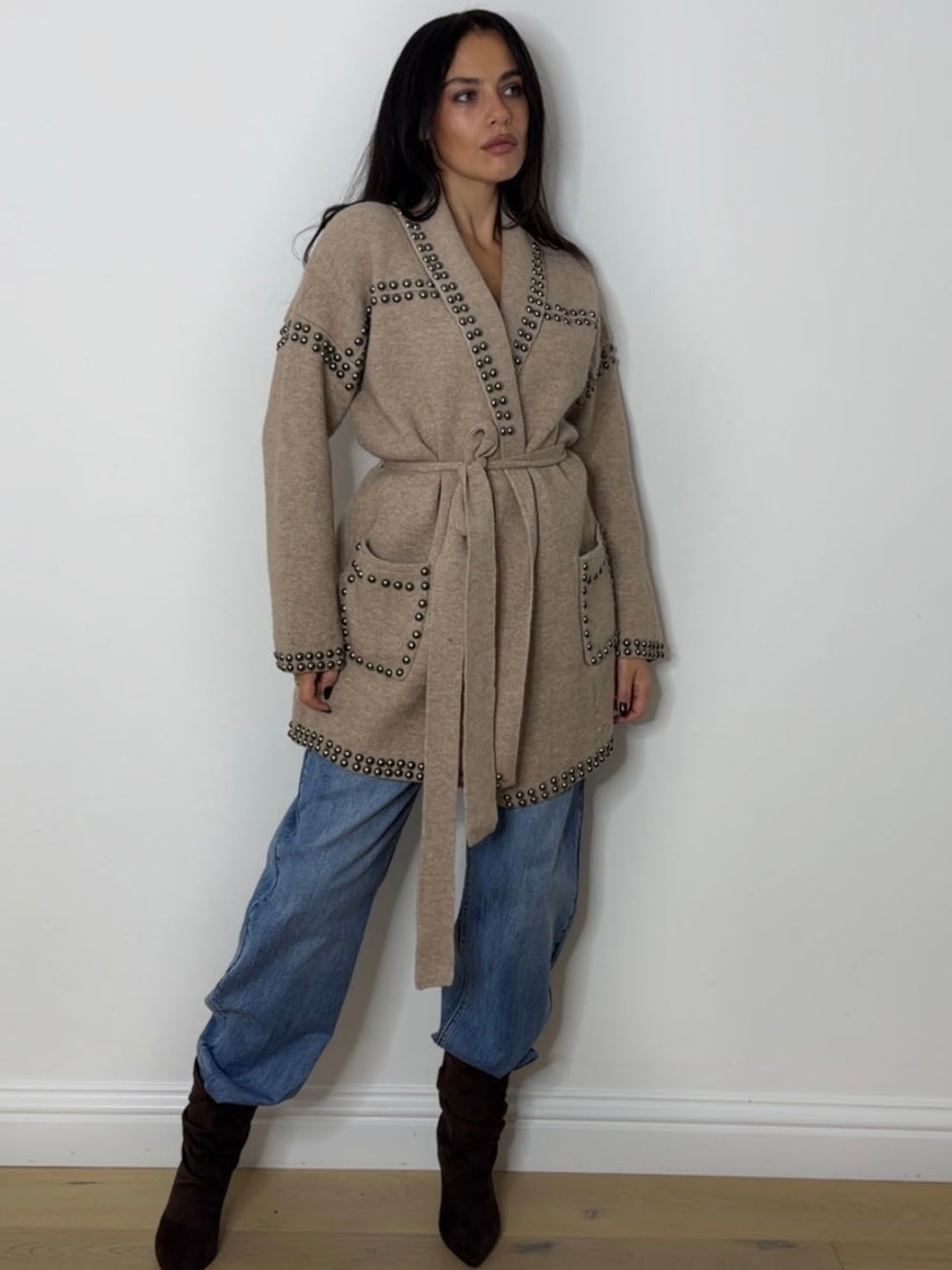 ISABEL STUD WRAP CARDI