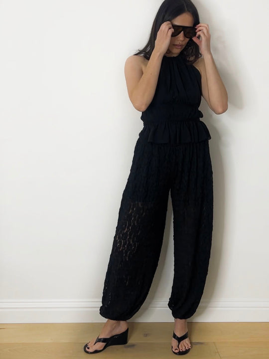 LACE BALLOON TROUSER BLACK