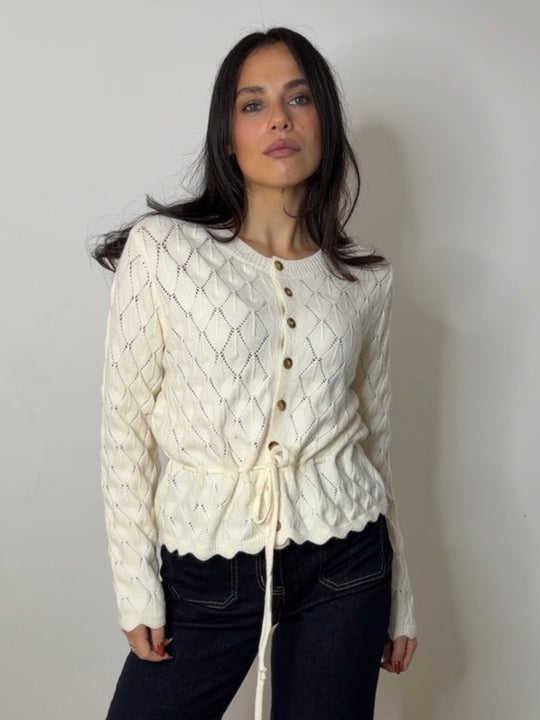 DRAWSTRING LACE CARDI