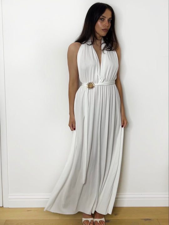 SOLEIL HALTER MAXI DRESS WHITE