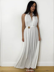 SOLEIL HALTER MAXI DRESS WHITE