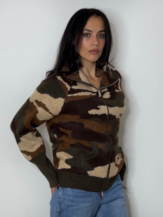 CAMOUFLAGE ZIP KNIT