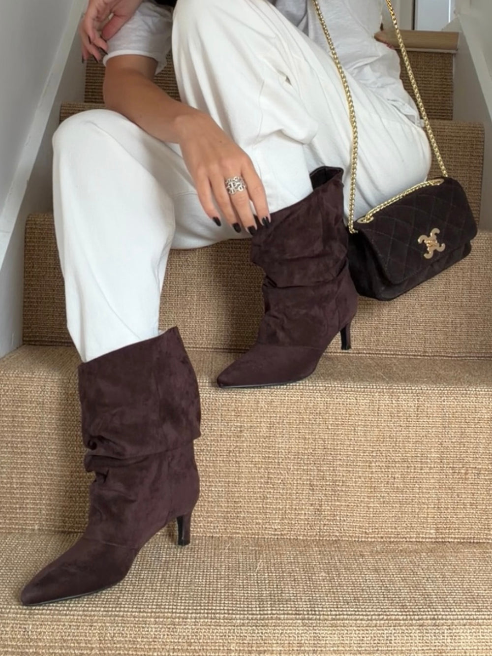 SUEDE RUCHE ANKLE BOOT