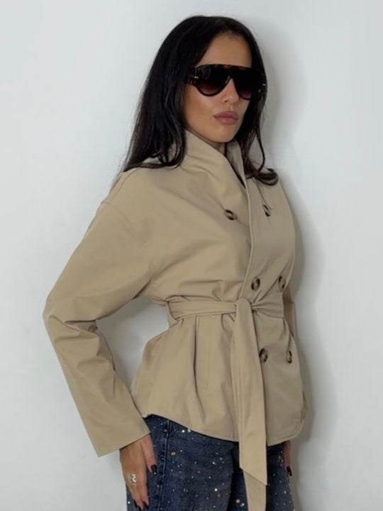 BELLA CROP TRENCH BEIGE