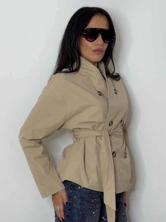 BELLA CROP TRENCH BEIGE