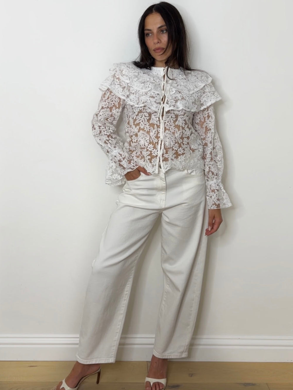 EMBROIDERED CAPE BLOUSE