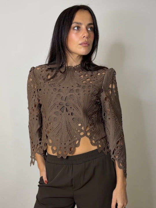 CROCHET TOP COFFEE