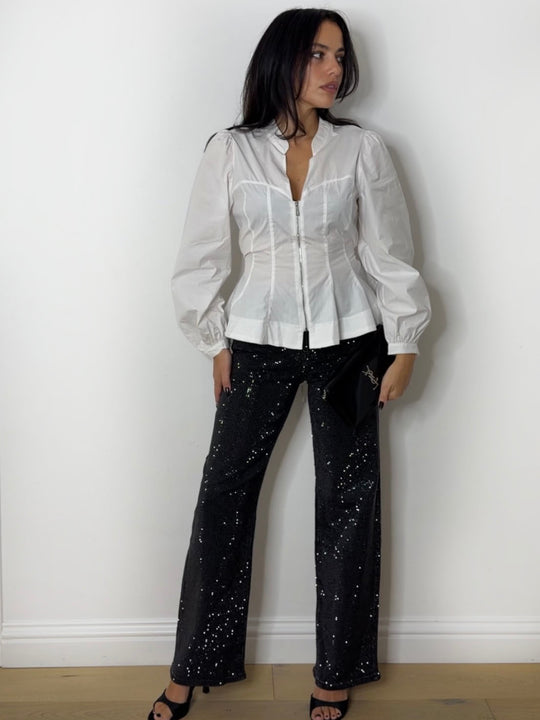 SPARKLE DENIM JEANS BLACK