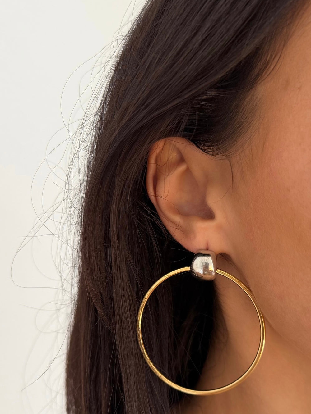 SILVER GOLD HOOP EARRING