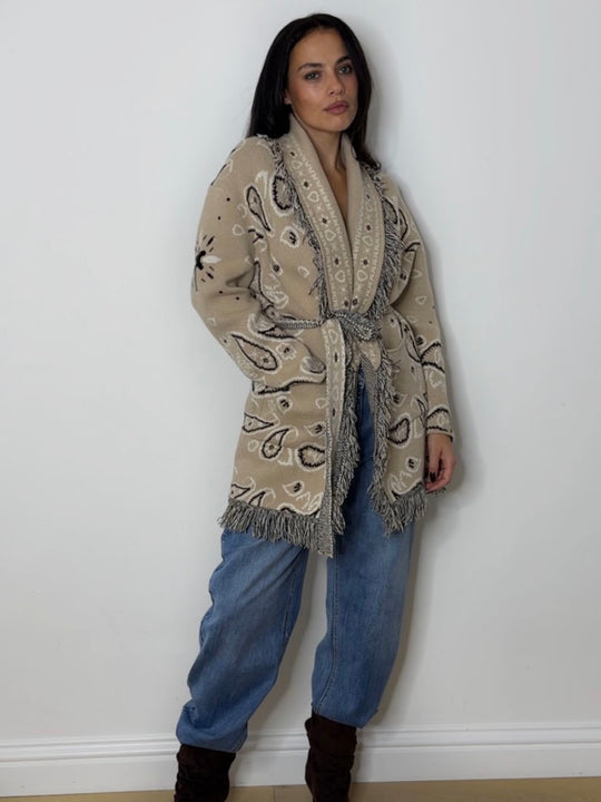 BANDANA FRINGE CARDI