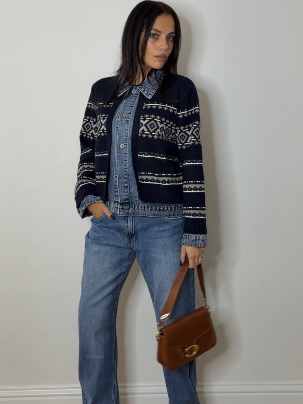 FAIRISLE DENIM KNIT NAVY