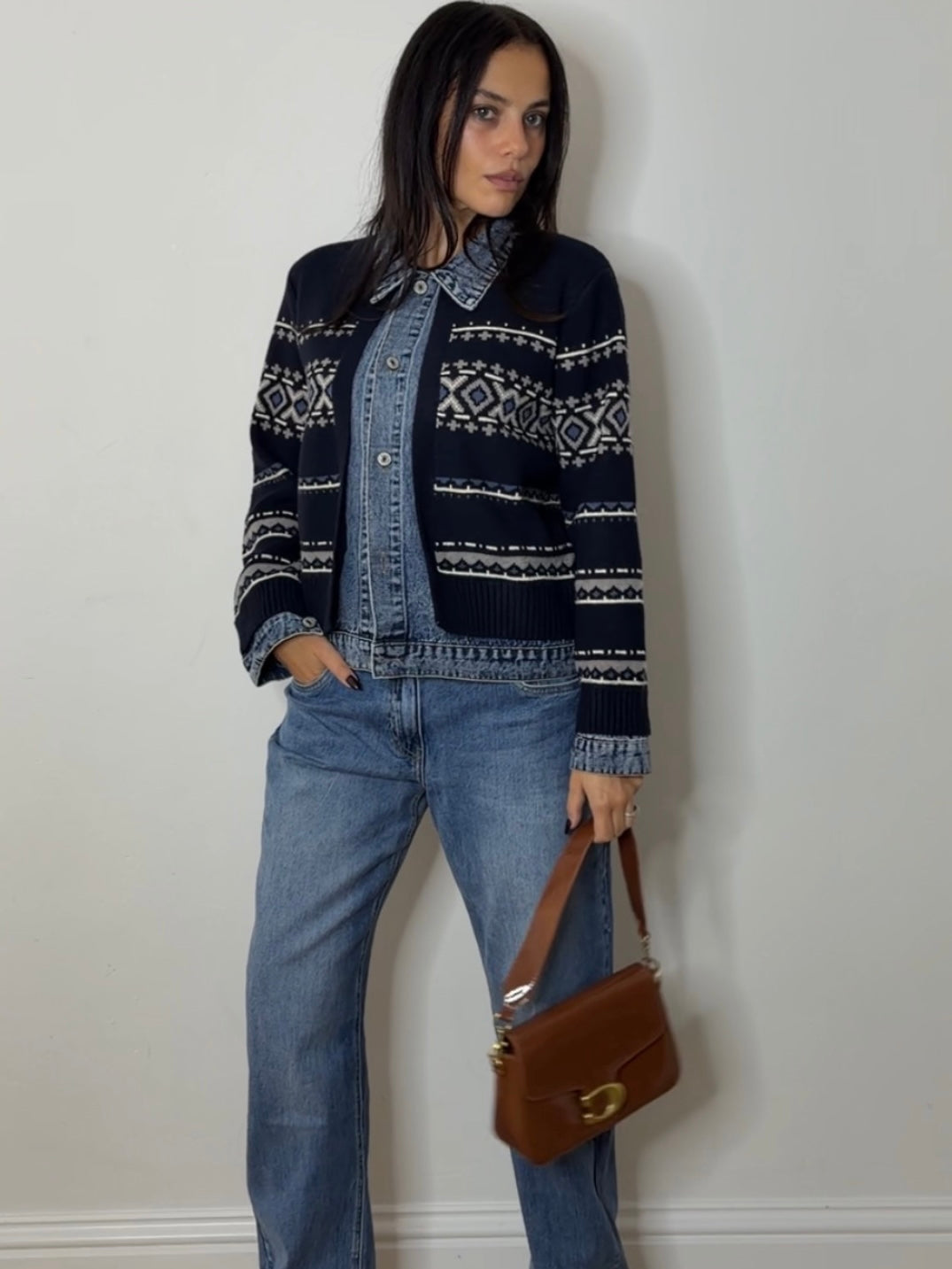 FAIRISLE DENIM KNIT NAVY