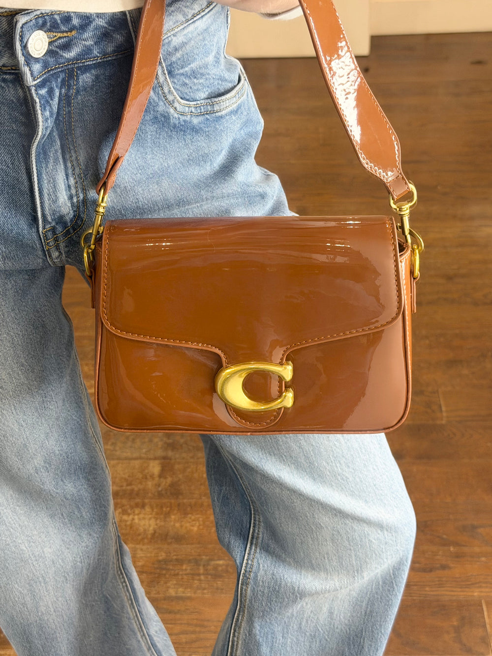 C PATENT BAG TAN