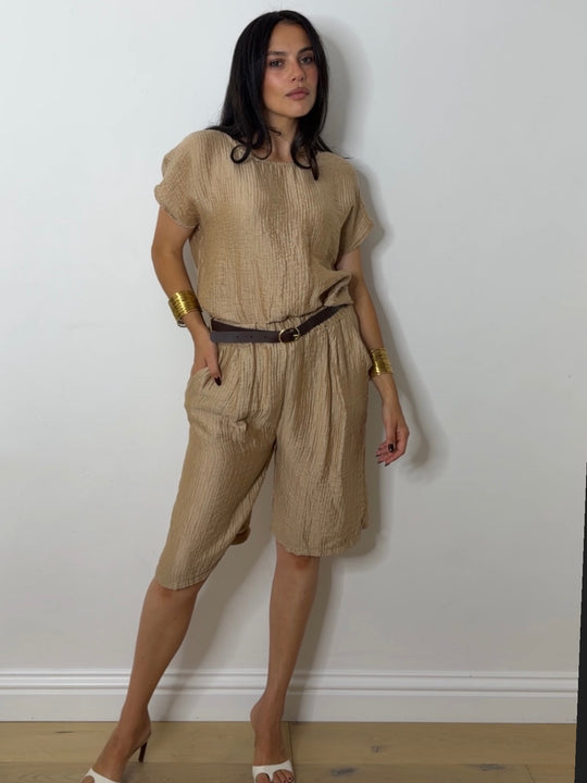 SADIE SHORTS SET CAMEL