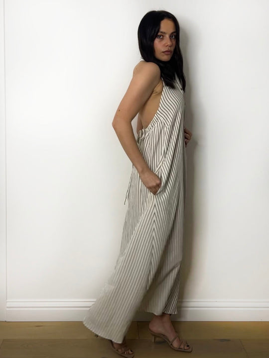 STRIPE HALTER NECK DRESS
