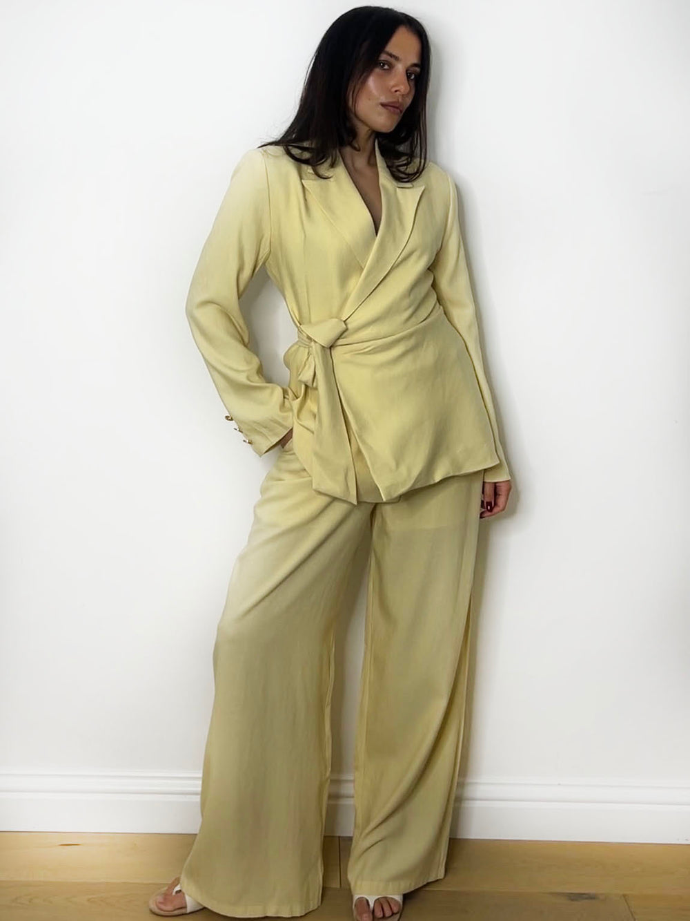 LINEN SUIT TROUSERS BUTTER YELLOW