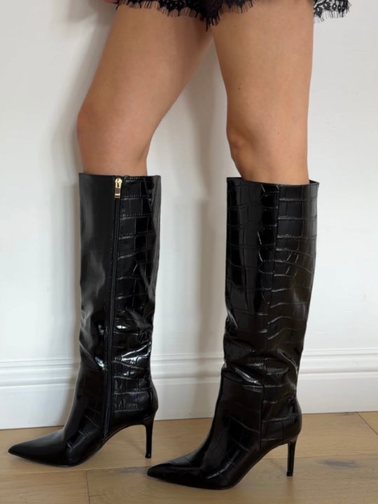 MOCK CROC BOOTS BLACK