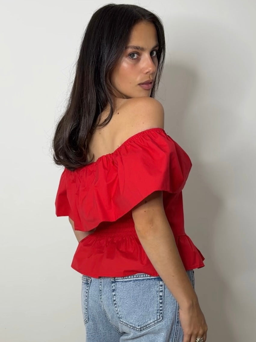 POPLIN BARDOT RED