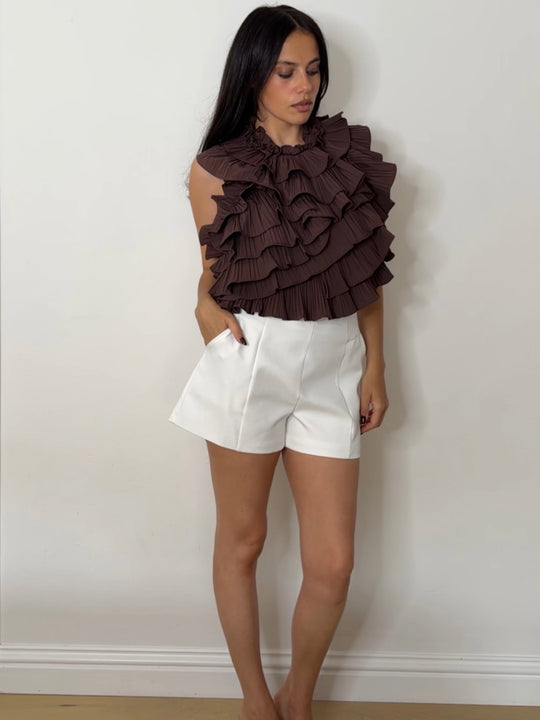 RUFFLE HALTER CHOC