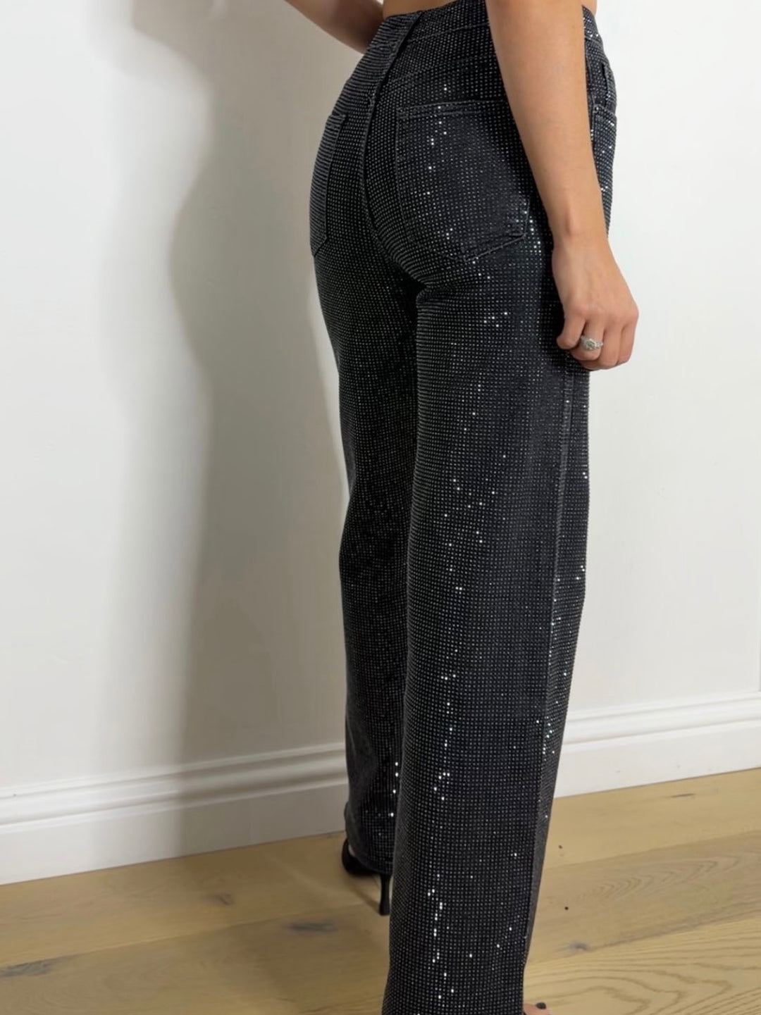 SPARKLE DENIM JEANS BLACK