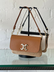 RAFFIA MINI BASKET BAG TAN