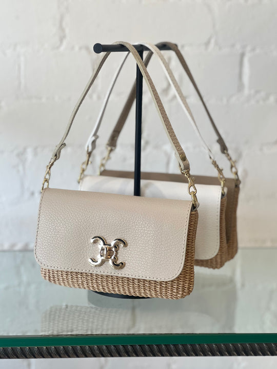 RAFFIA MINI BASKET BAG BEIGE