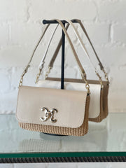 RAFFIA MINI BASKET BAG BEIGE