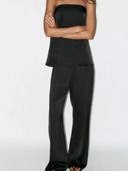 BLACK SATIN TROUSERS