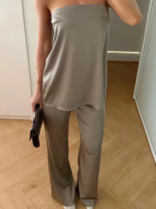 MOCHA SATIN TROUSER