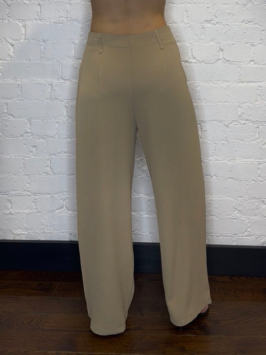PLEAT FRONT PALAZZO CAMEL