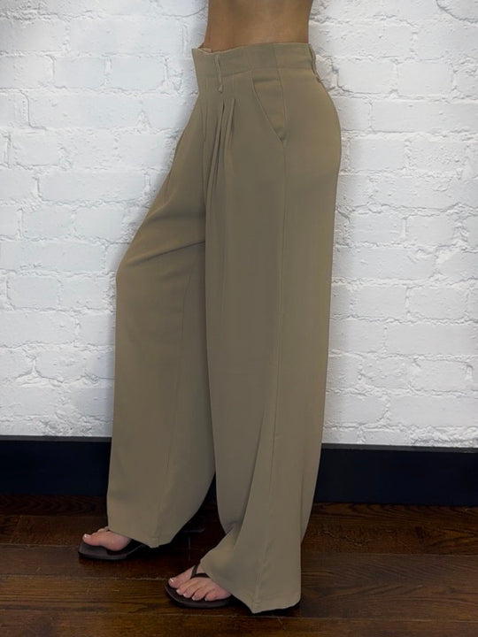 PLEAT FRONT PALAZZO CAMEL