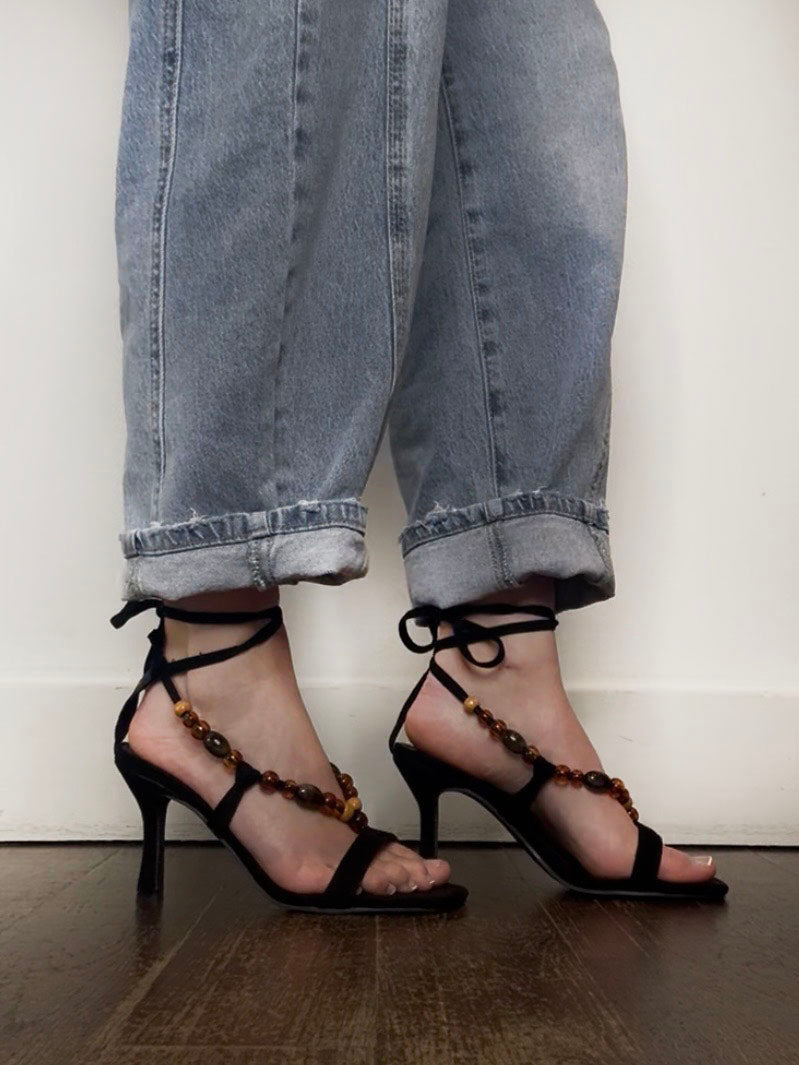 STRAPPY BEAD HEEL