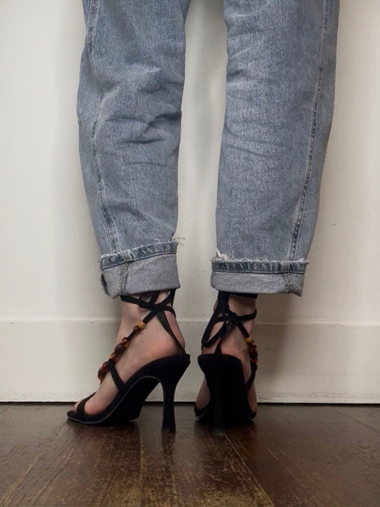 STRAPPY BEAD HEEL
