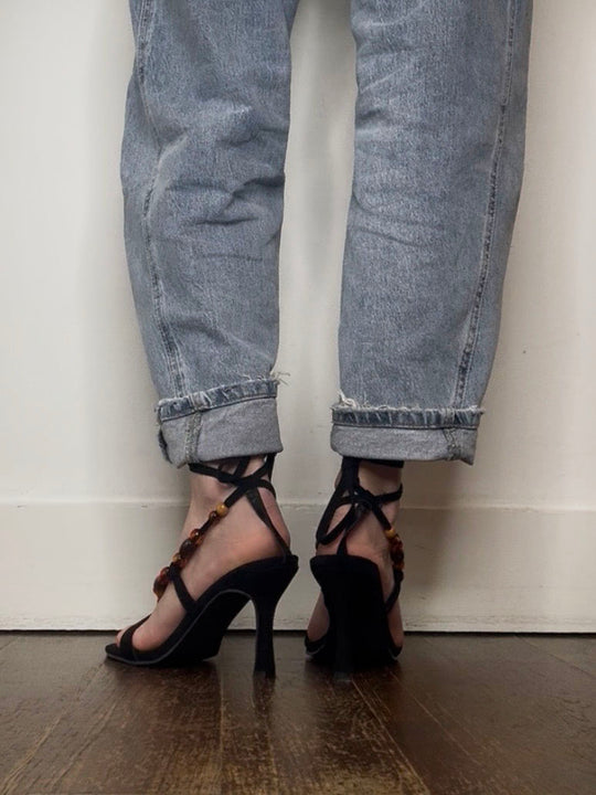 STRAPPY BEAD HEEL