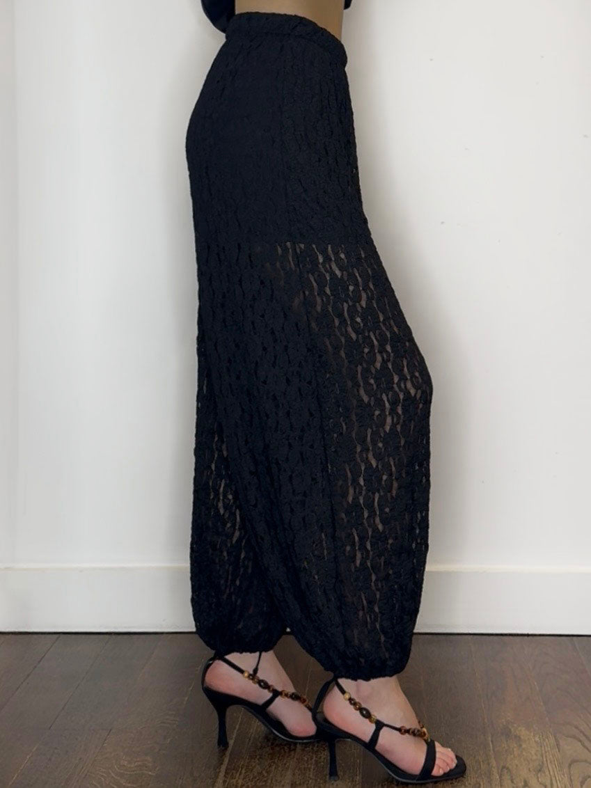 LACE BALLOON TROUSER BLACK