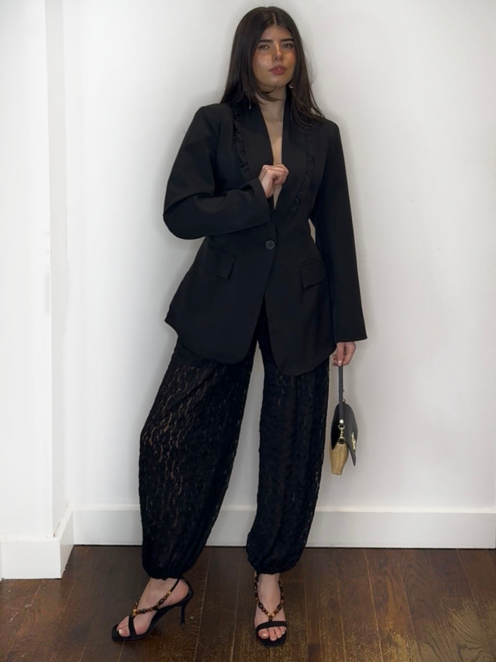 LACE BALLOON TROUSER BLACK