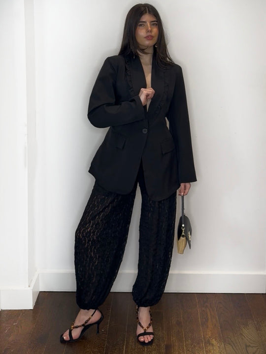 LACE BALLOON TROUSER BLACK