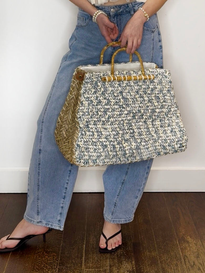BAMBOO RAFFIA BLUE