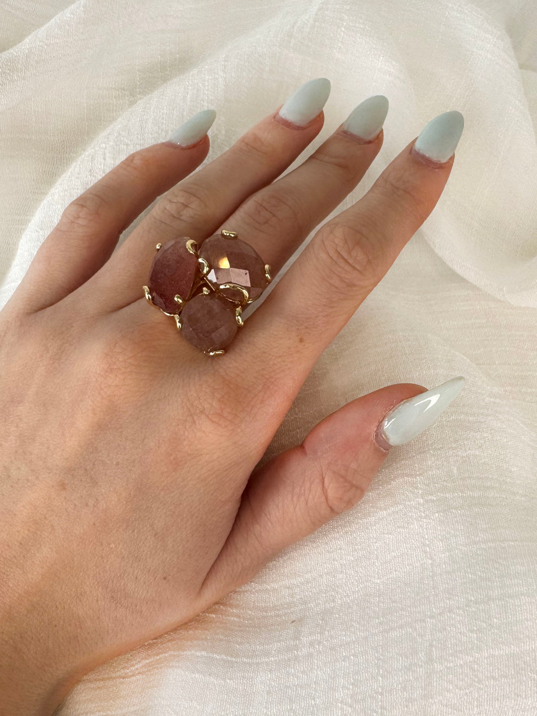 TRIPLE GEM RING AMETHYST