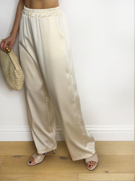 SATIN TIE SUIT CREAM