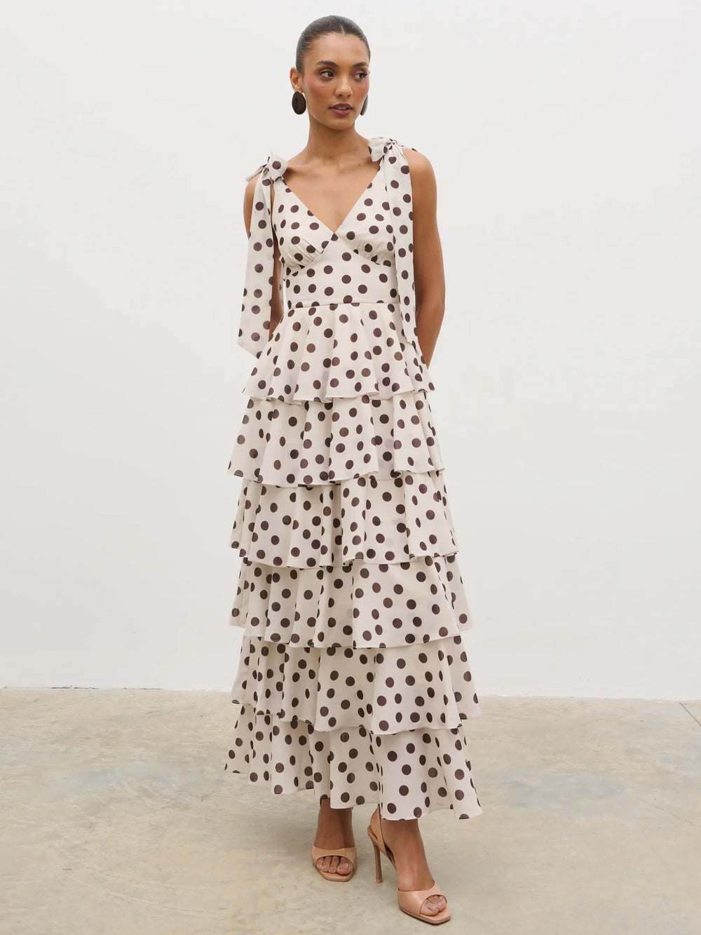 FIORE TIE RUFFLE MAXI DRESS